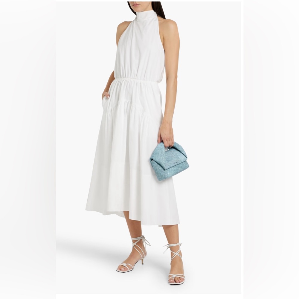 VINCE Draped White Halter Dress - Small